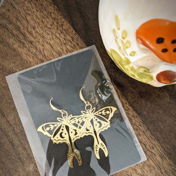 Jewelry - Luna Moth earrings BNIP stainless steel